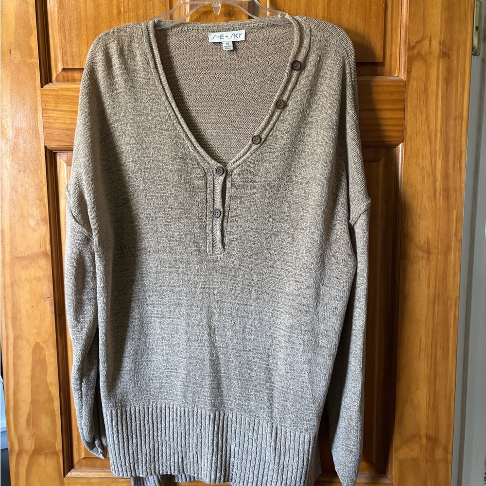 Avenue Women's V-Neck Sweater in Brown